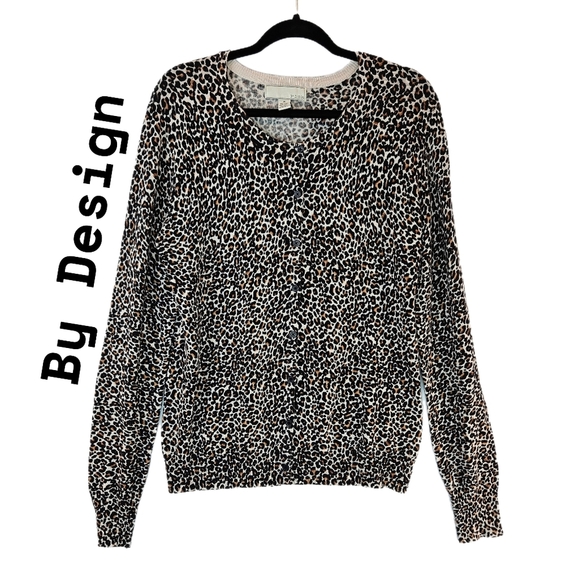 By Design Womens Leopard Print Button Front Cardigan Sz M Super Soft Casual - Picture 1 of 9